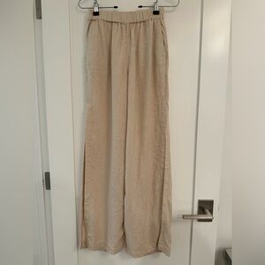 Abercrombie & Fitch Linen Blend Pull On Pants With Side Slit XS Short Beige